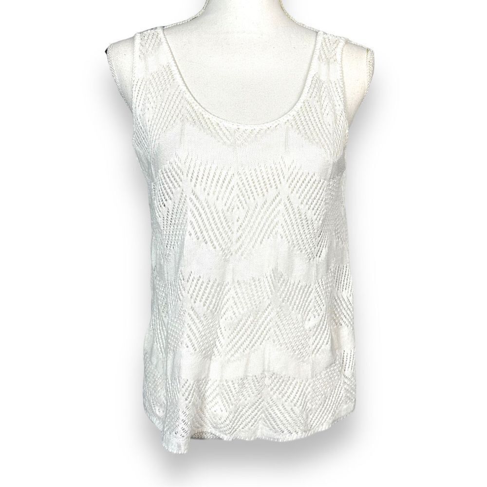 Cabi eyelet Ruffle Hem Boho Tank Top